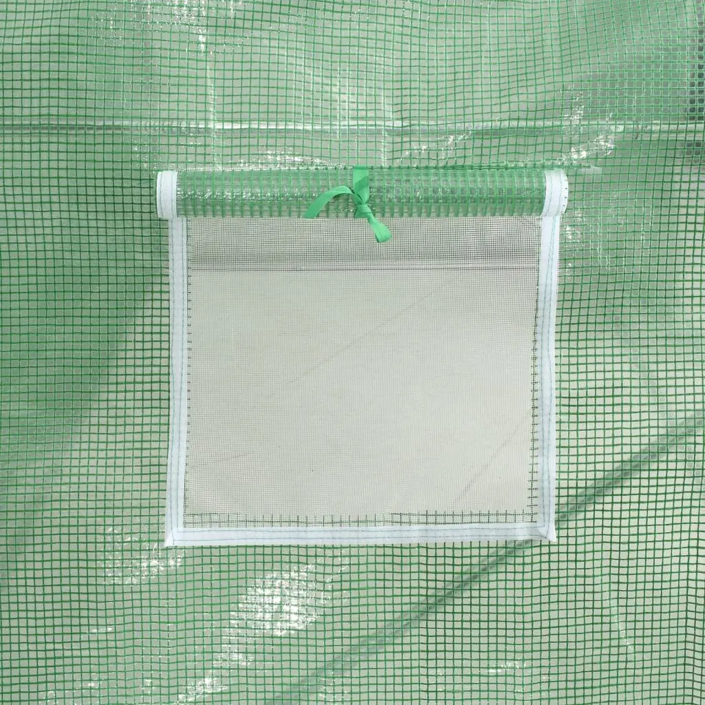 Greenhouse 132 m² Steel Frame Green UV Resistant PE Cover Zippered Door Roll-Up Windows