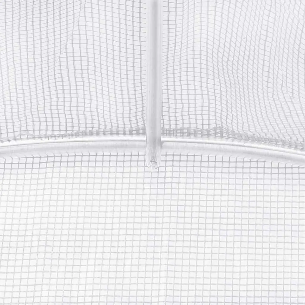 Greenhouse 36m² Steel Frame White PE Cover Roll-Up Door Windows