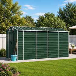 Enhance Your Outdoors with This Green Garden Shed 191x385x198cm