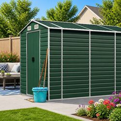 Functional Green Garden Shed 191x470x198cm for Outdoor Storage