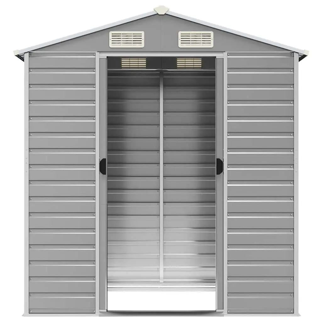 Galvanised Steel Garden Storage Shed Grey 191x130x198cm Robust Outdoor Tool House