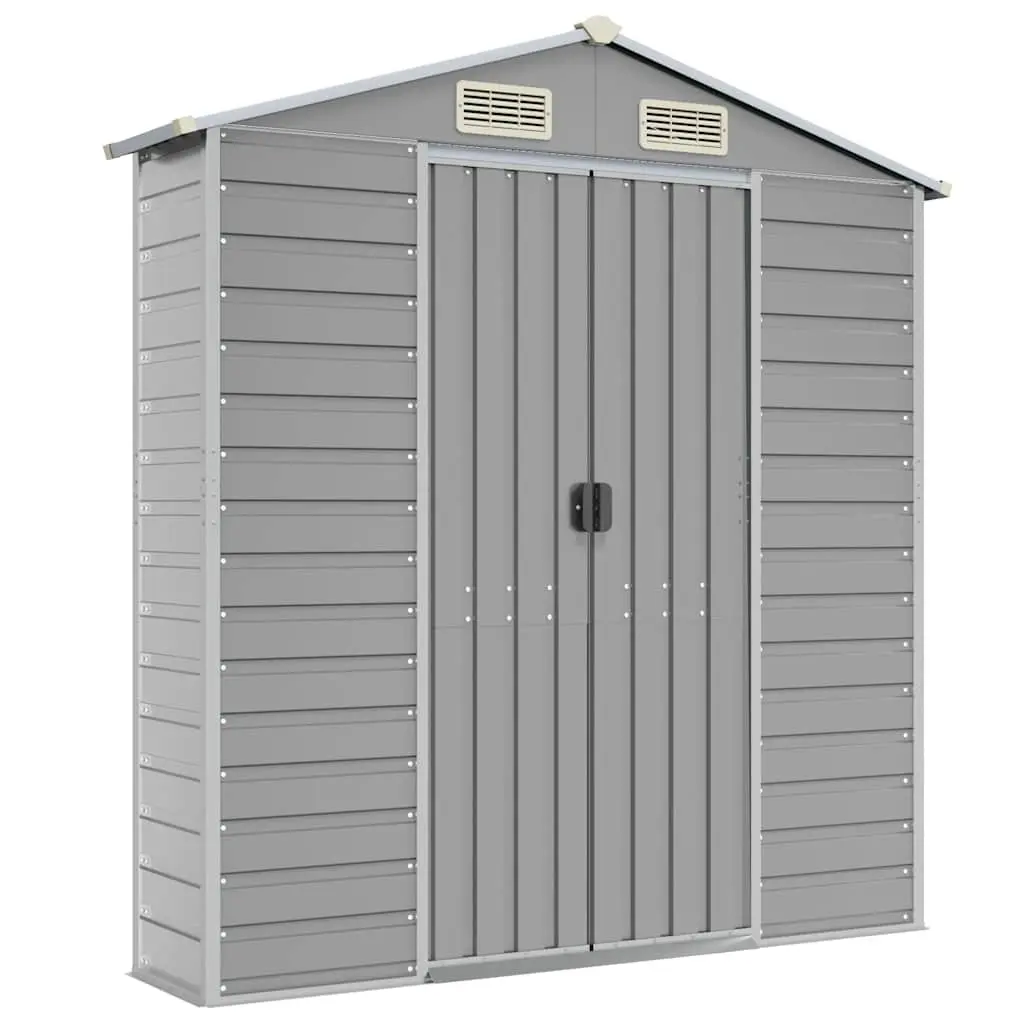 Galvanised Steel Garden Storage Shed Grey 191x130x198cm Robust Outdoor Tool House