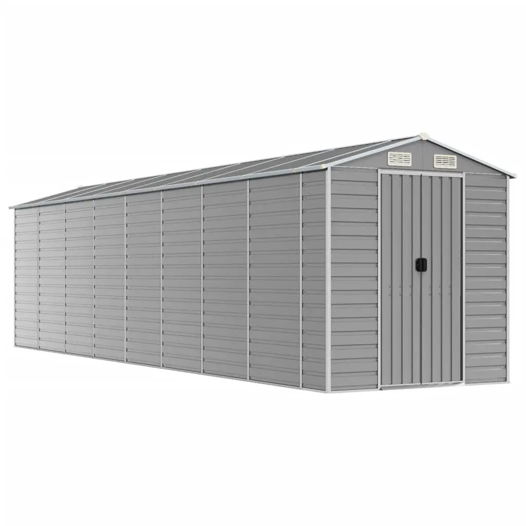 Garden Shed Grey Metal Outdoor Storage Tool House Galvanised Steel 191x725x198
