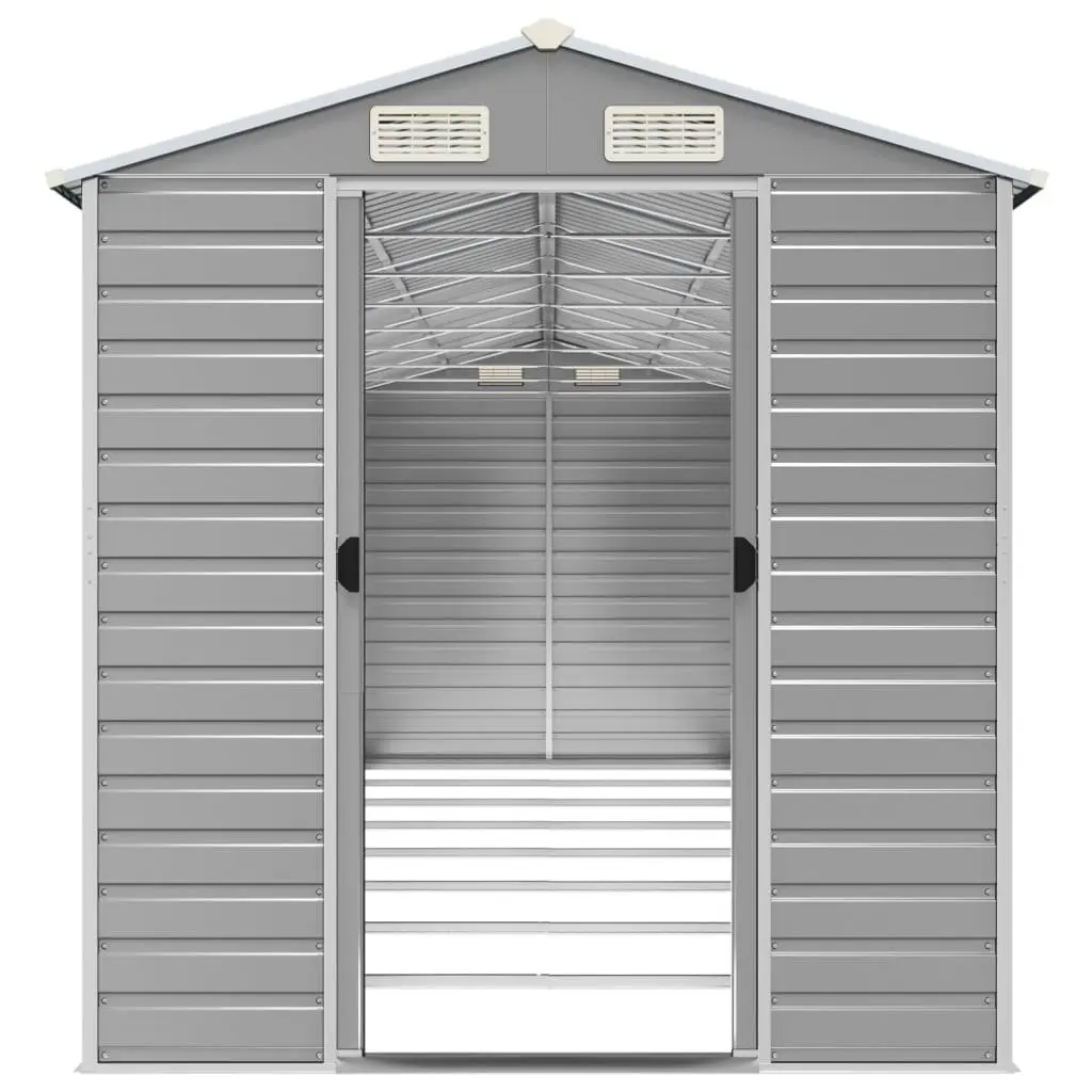 Garden Shed Grey Metal Outdoor Storage Tool House Galvanised Steel 191x725x198
