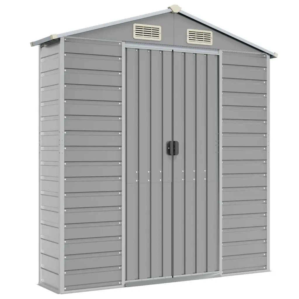 Garden Shed Grey Metal Outdoor Storage Tool House Galvanised Steel 191x725x198
