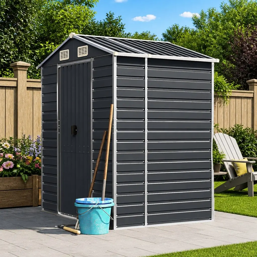 Garden Shed 191x130x198 cm Galvanised Steel Outdoor Storage Structure