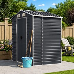 Anthracite Garden Shed 191x130x198 cm for Outdoor Storage