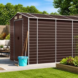 Stylish Brown Galvanised Steel Outdoor Tool Shed 191x980x198cm