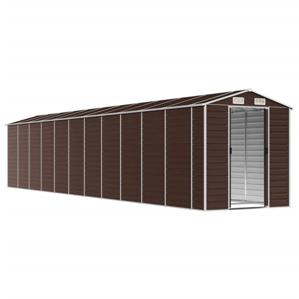 Garden Shed 191x980x198cm Brown Galvanised Steel Outdoor Storage Tool House