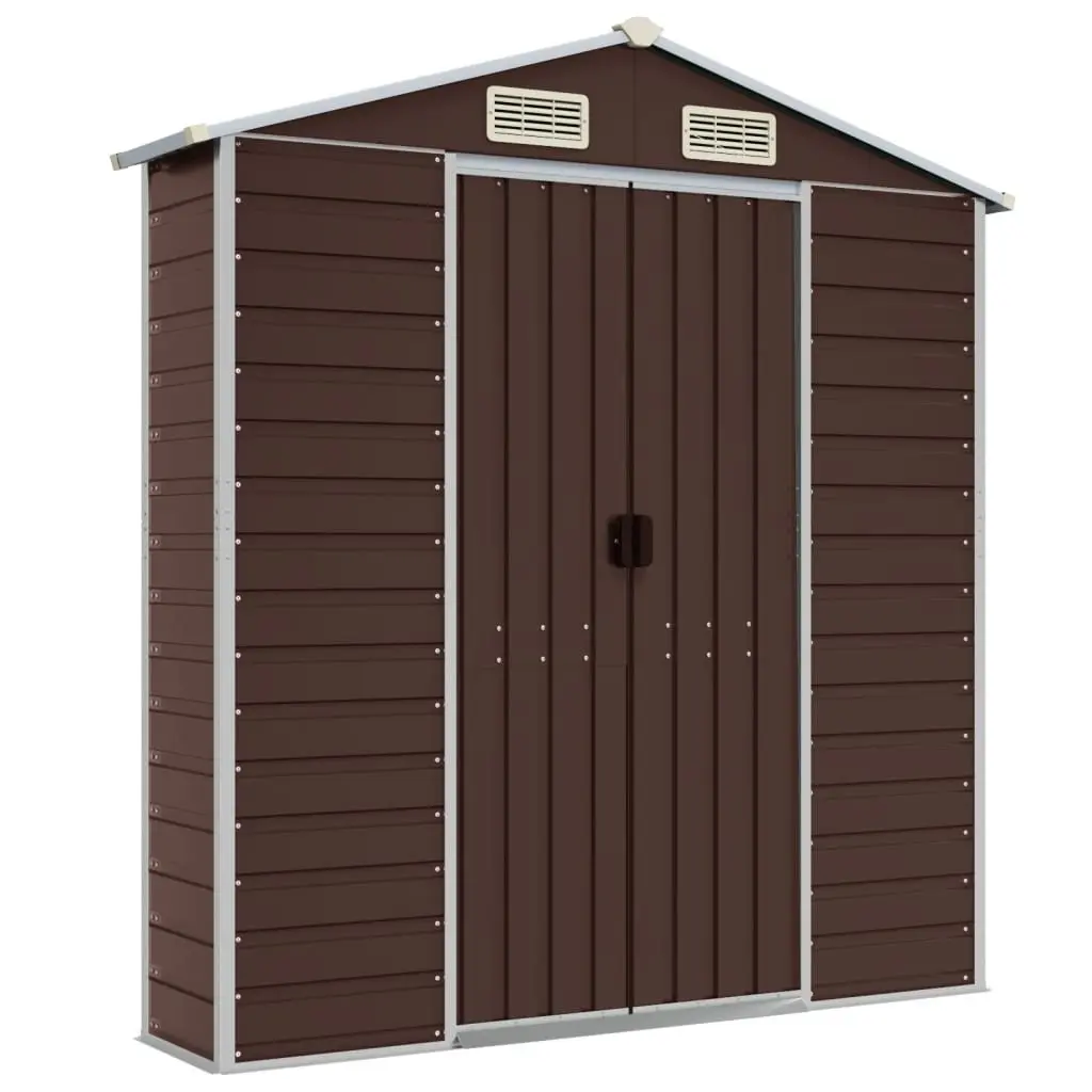 Garden Shed 191x980x198cm Brown Galvanised Steel Outdoor Storage Tool House