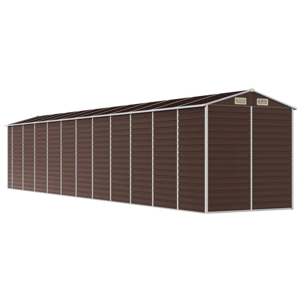 Garden Shed 191x980x198cm Brown Galvanised Steel Outdoor Storage Tool House