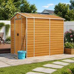 Enhance Your Garden Space with a Brown Metal Shed 191x215x198cm