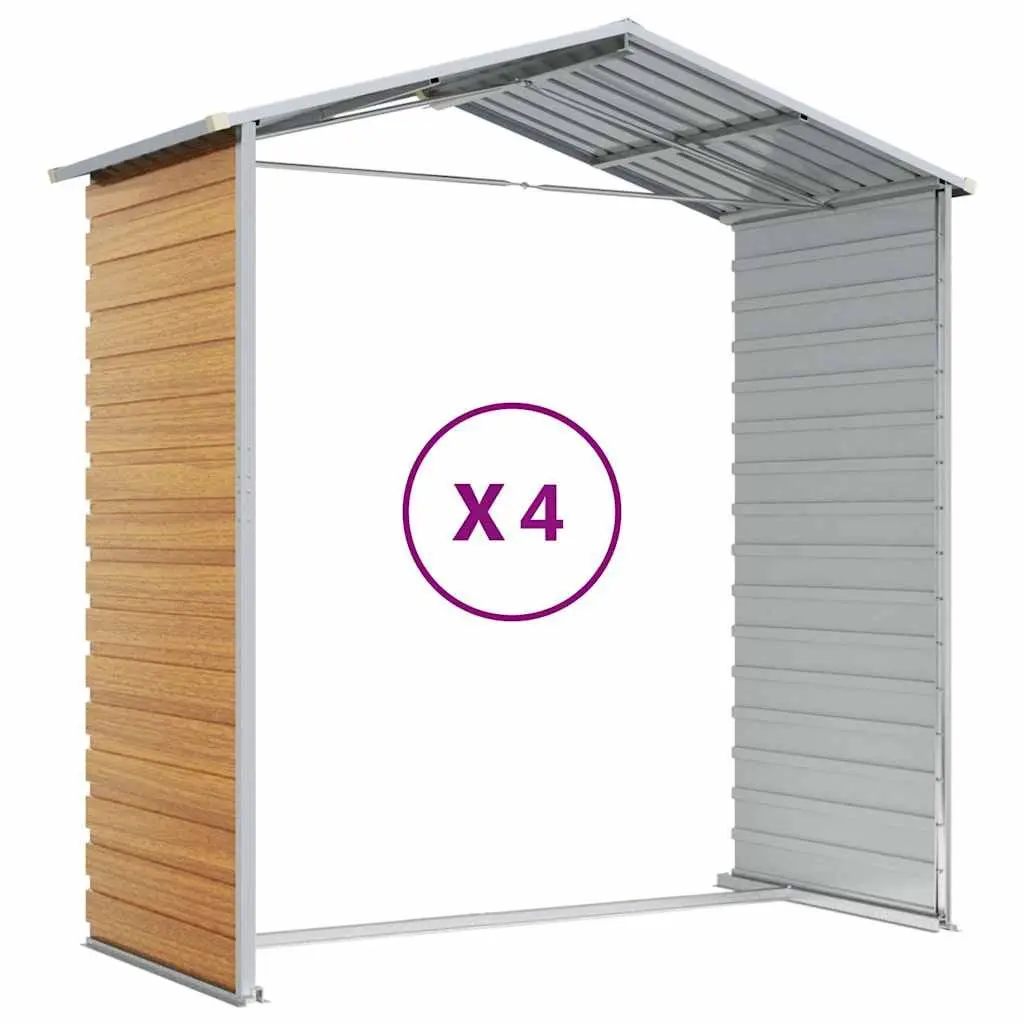Garden Shed Metal Outdoor Storage Brown Galvanised Steel Durable Tool House 191x385x198cm