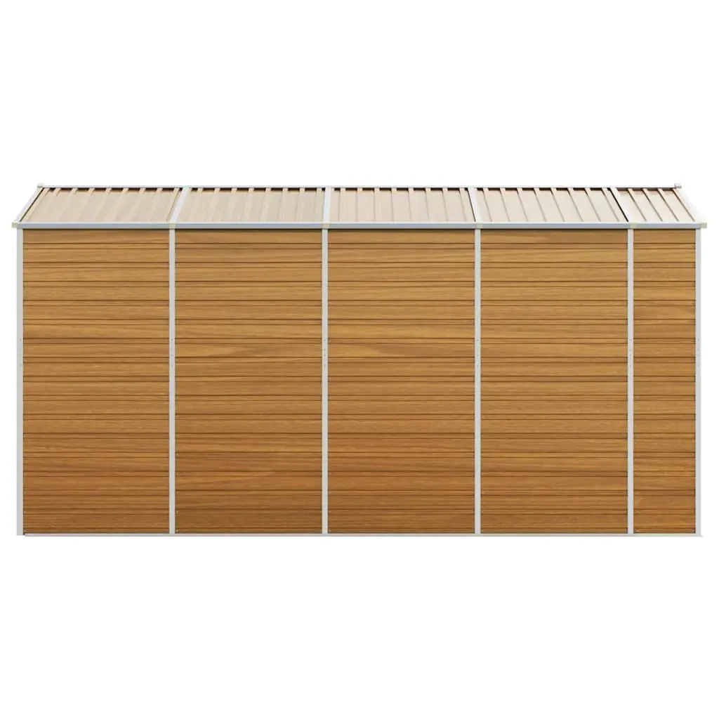 Garden Shed Metal Outdoor Storage Brown Galvanised Steel Durable Tool House 191x385x198cm