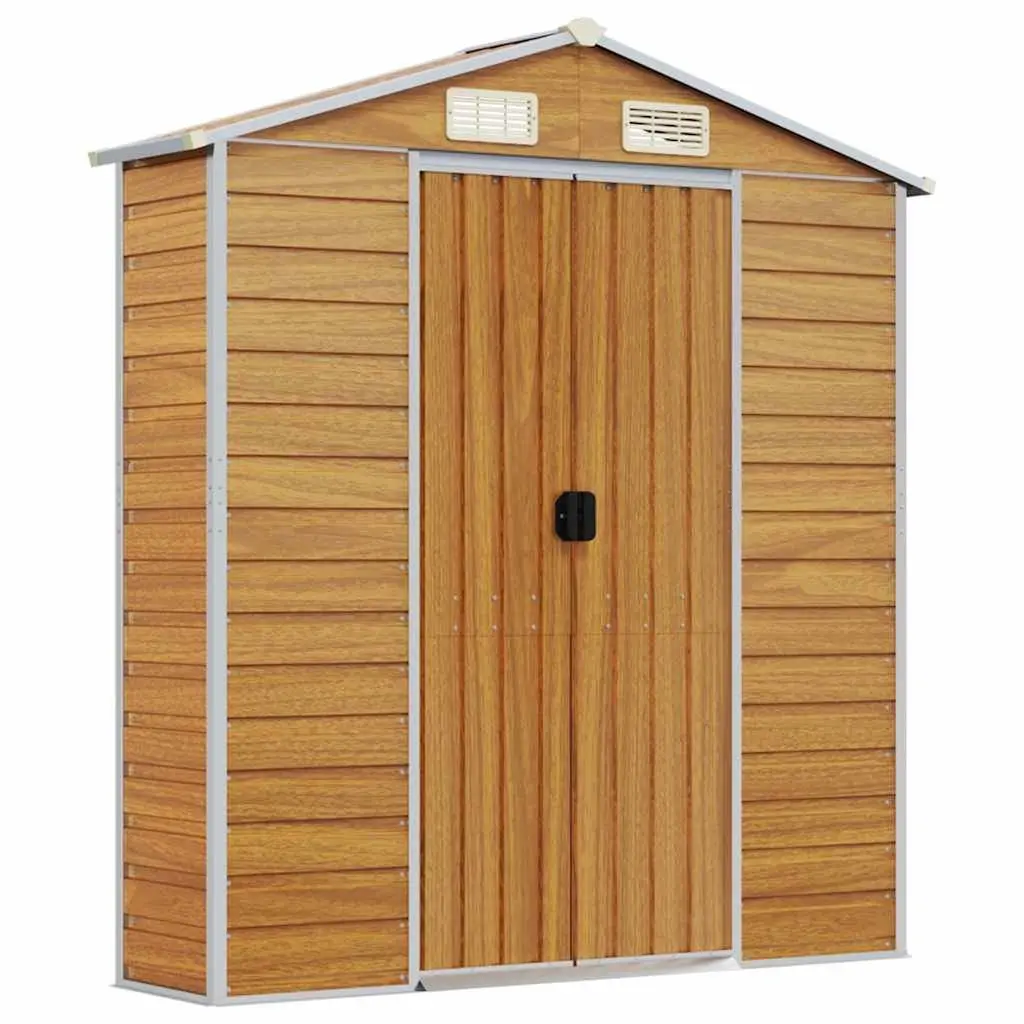 Garden Shed Outdoor Brown Metal Tool House Galvanised Steel 191L x 198W x 725H cm Weatherproof Durable Storage