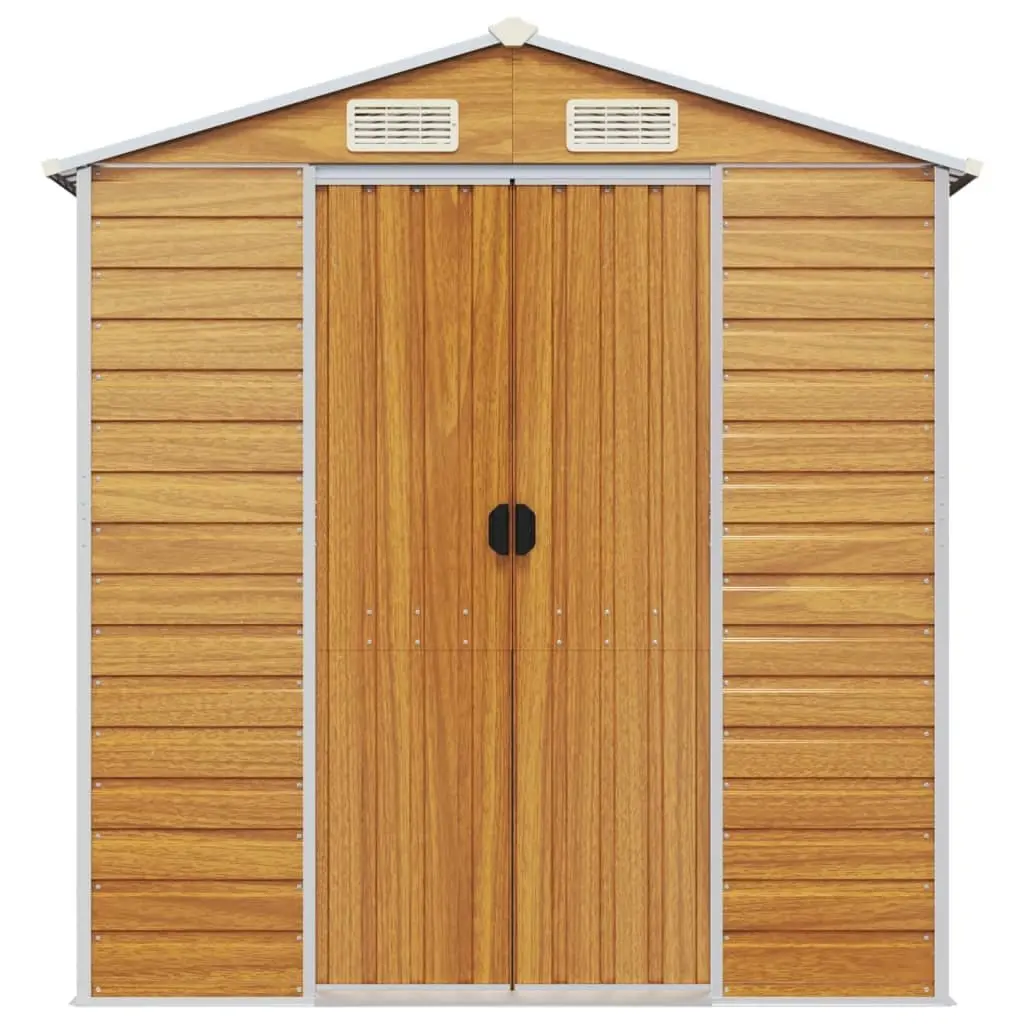 Garden Shed Outdoor Storage Brown Galvanised Steel Durable Tool House