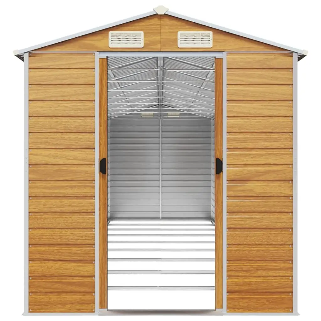 Garden Shed Outdoor Storage Brown Galvanised Steel Durable Tool House