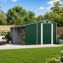 Green Outdoor Storage Shed 277x365.5x179cm for Your Yard