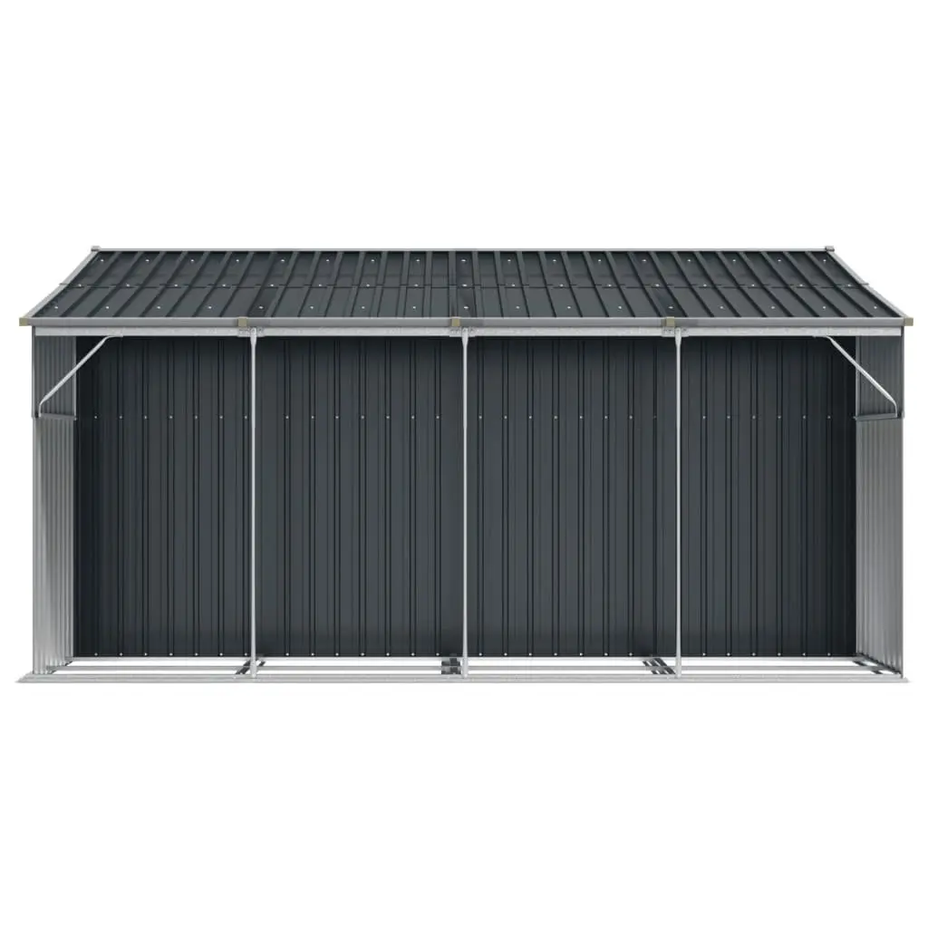 Garden Shed 277x365.5x179cm Galvanised Steel Outdoor Storage Tool with Firewood Stand