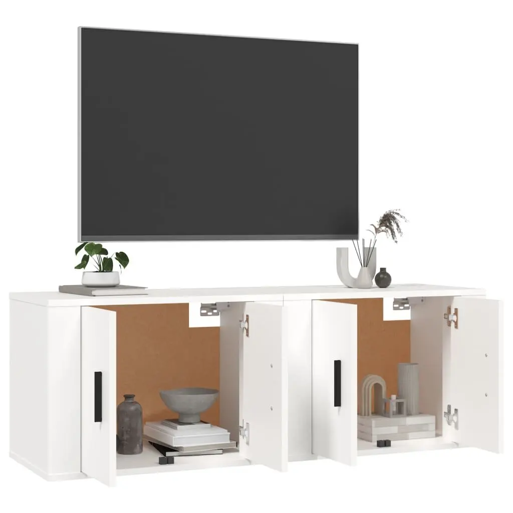 Wall-Mounted TV Cabinet 57 x 34.5 x 40 cm White Engineered Wood Storage Unit