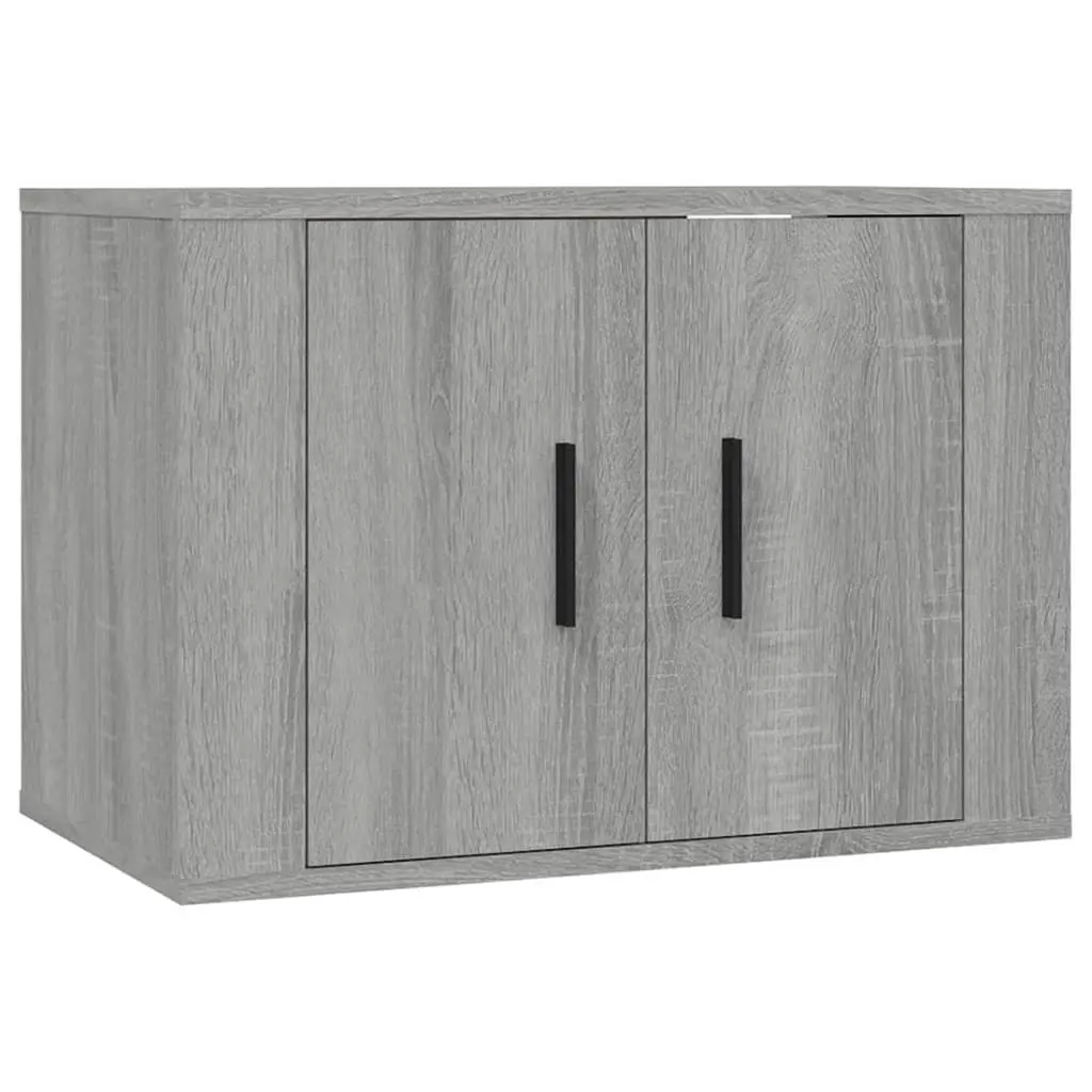 TV Cabinet Set 2 Piece Wall-Mounted Media Storage Grey Engineered Wood