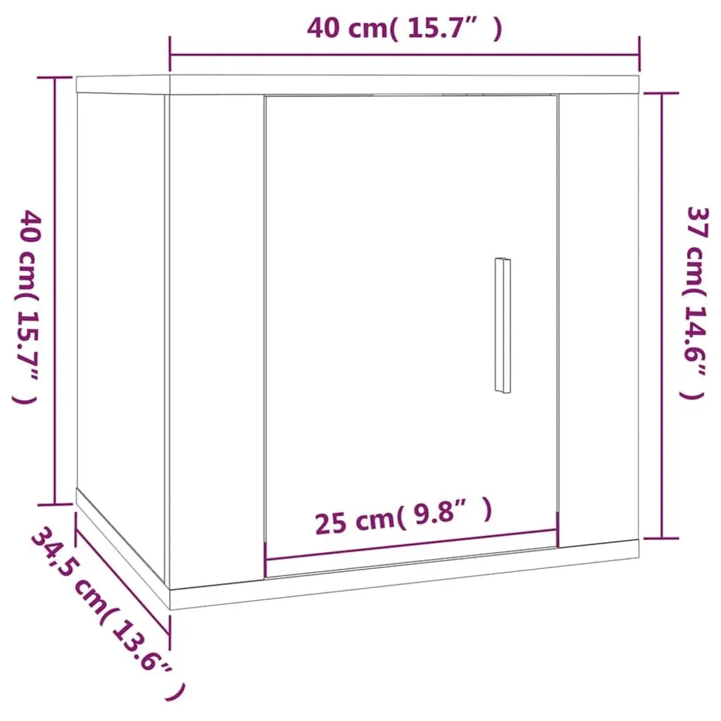 Wall-Mounted TV Cabinet Set 2 Piece White Engineered Wood Storage Units