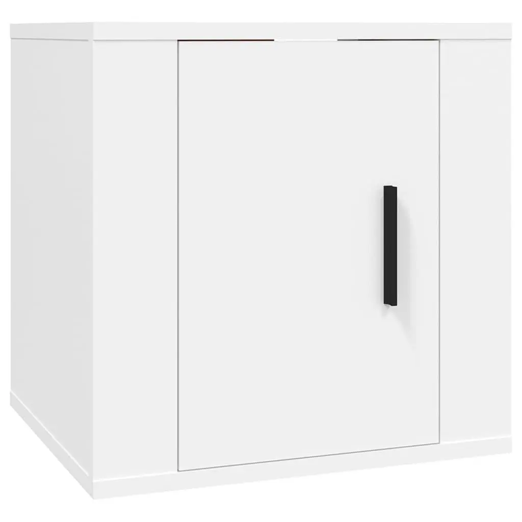 Wall-Mounted TV Cabinet Set 2 Piece White Engineered Wood Storage Units