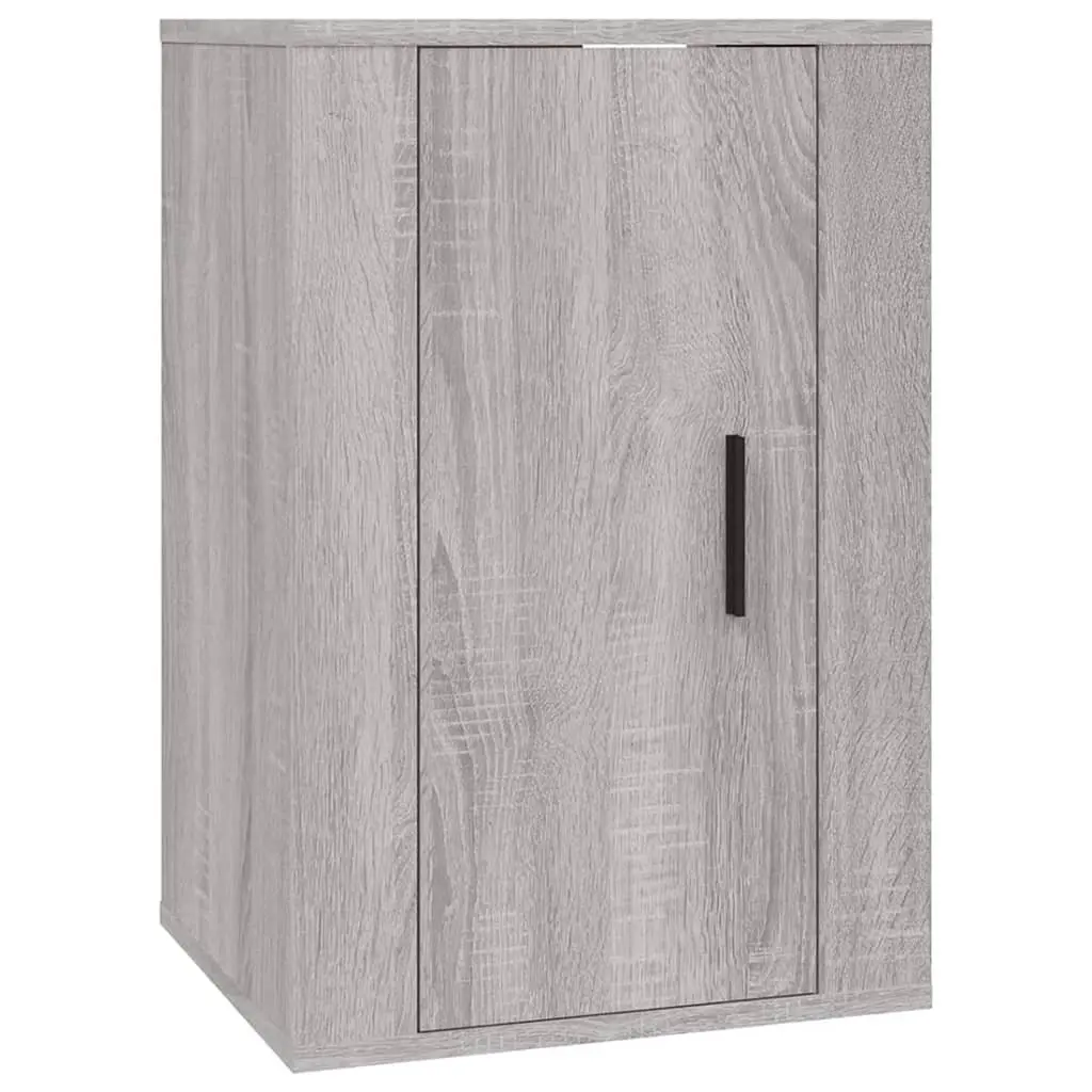 TV Cabinet Set 2 Piece Wall Mounted Grey Storage Unit Engineered Wood