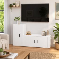 Stylish White Wall-Mounted TV Cabinet - Engineered Wood