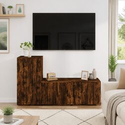 Transform Your Space with This 2 Piece Brown TV Cabinet Set