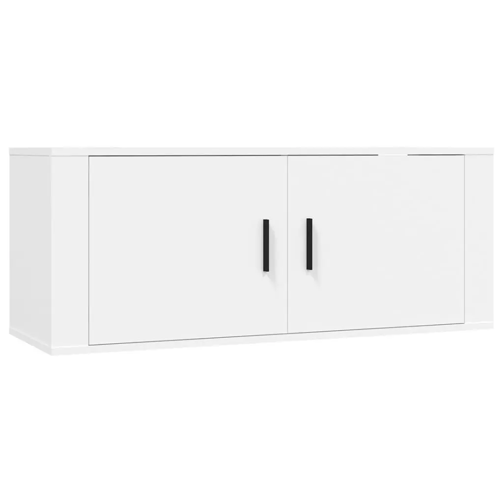 3 Piece Wall Mounted TV Cabinet Set Storage Engineered Wood White