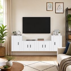 Transform Your Space with This 4-Piece White TV Cabinet