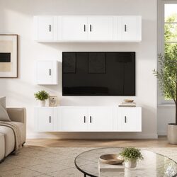 Transform Your Living Space with a 7-Piece White Storage Unit