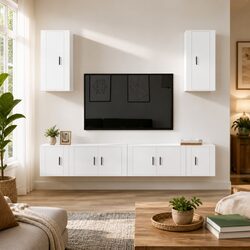 Elevate Your Space with a White High Gloss TV Cabinet Set