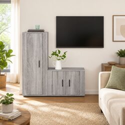 Grey Media Storage Unit - Enhance Your Living Space