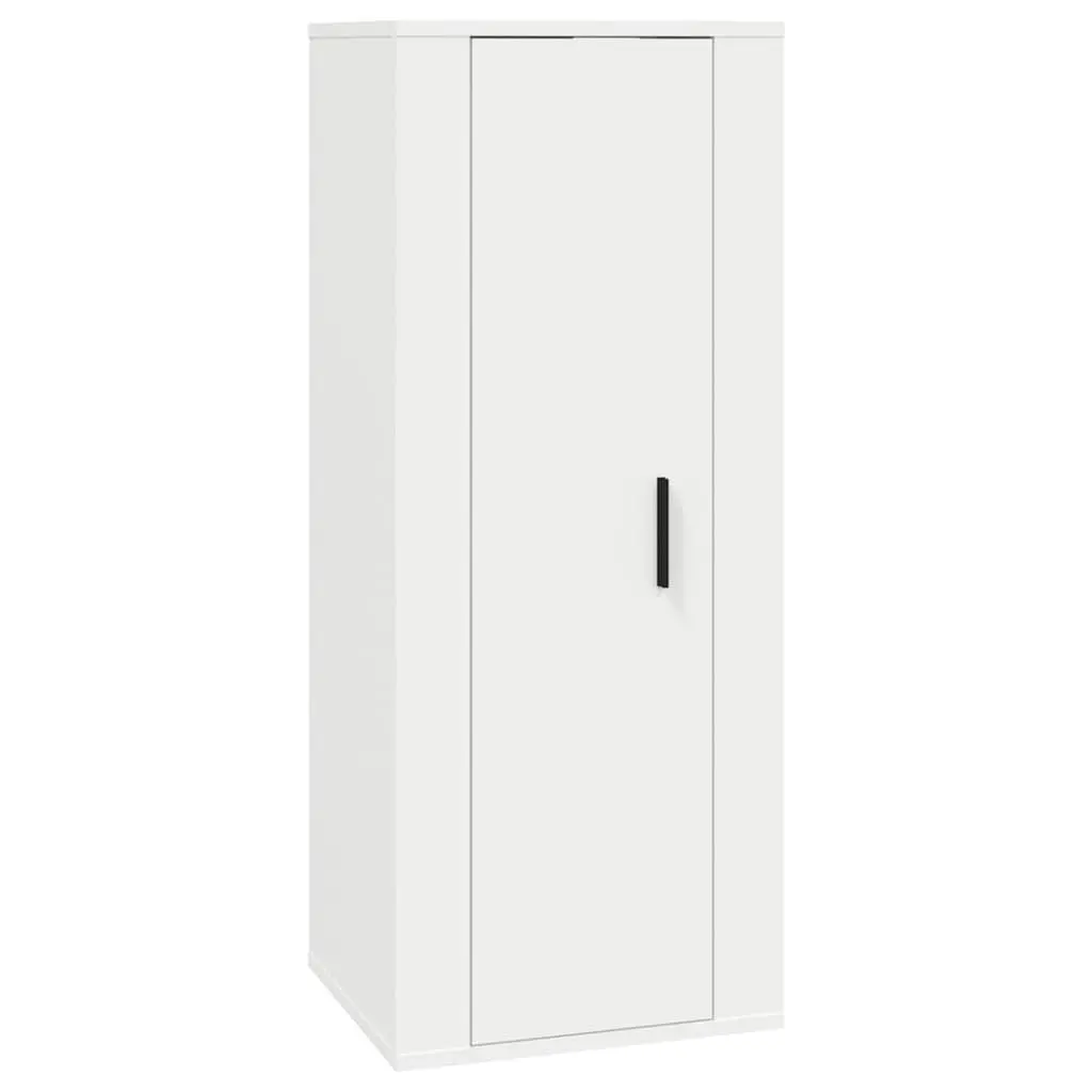 5 Piece Wall Mounted Media Unit Storage TV Cabinet Set White Engineered Wood