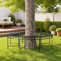 Enhance Your Outdoor Space with a Black Steel Tree Bench