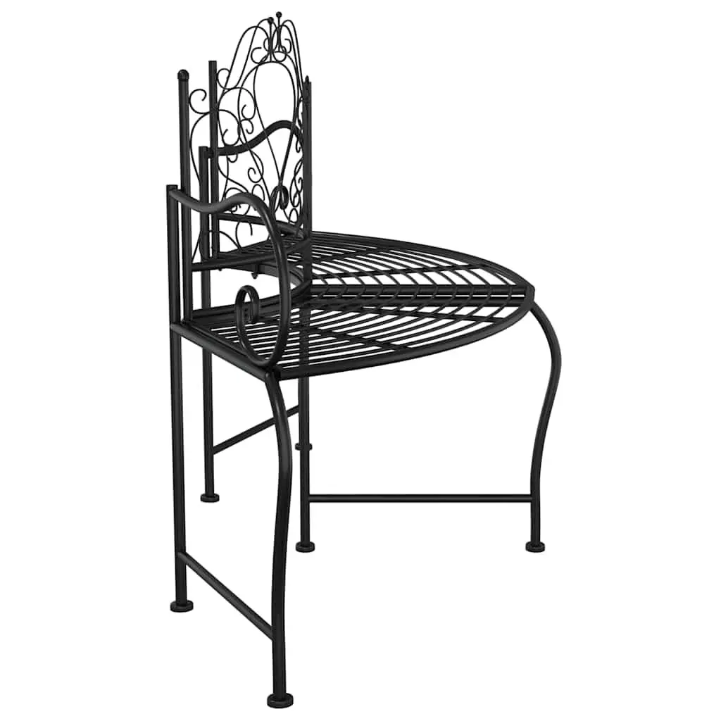 Outdoor Tree Bench 150cm Wrap Around Steel Garden Seating Black