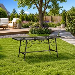 Outdoor Tree Bench 110cm Black Steel Garden Seating Patio Furniture Shade Seat