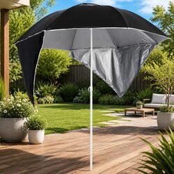 Beach Parasol with Detachable Side Walls Outdoor Sun Shelter Anthracite 215cm