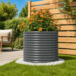 Garden Raised Bed Planter Galvanised Steel Outdoor Pot Container Anthracite