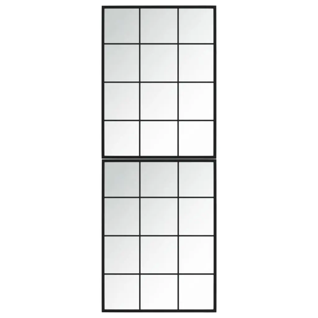 Wall Mirrors 80x60 cm Black Metal Frame 2 Pieces Decor Bedroom Living Room