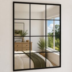 Enhance Your Space with 3 Black Metal Wall Mirrors 80x60 cm