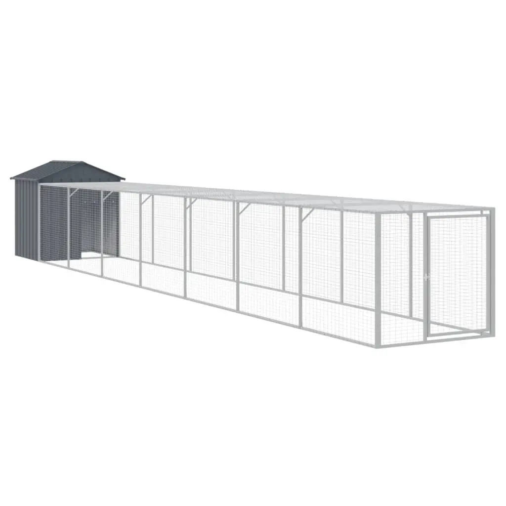 Chicken Cage with Run 117x81x123cm Galvanised Steel Coop Hen House