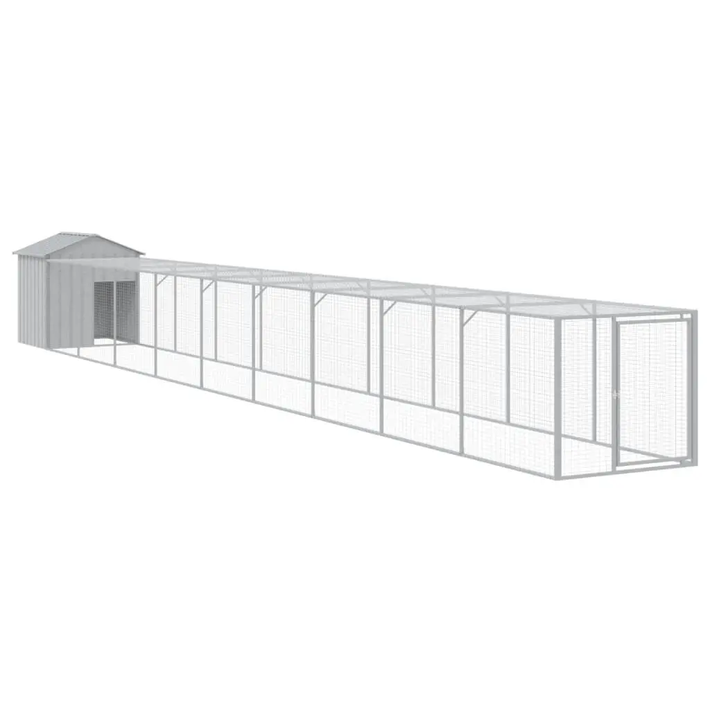 Chicken Cage with Run 117x1017x123 cm Galvanised Steel Coop for Chickens and Hens