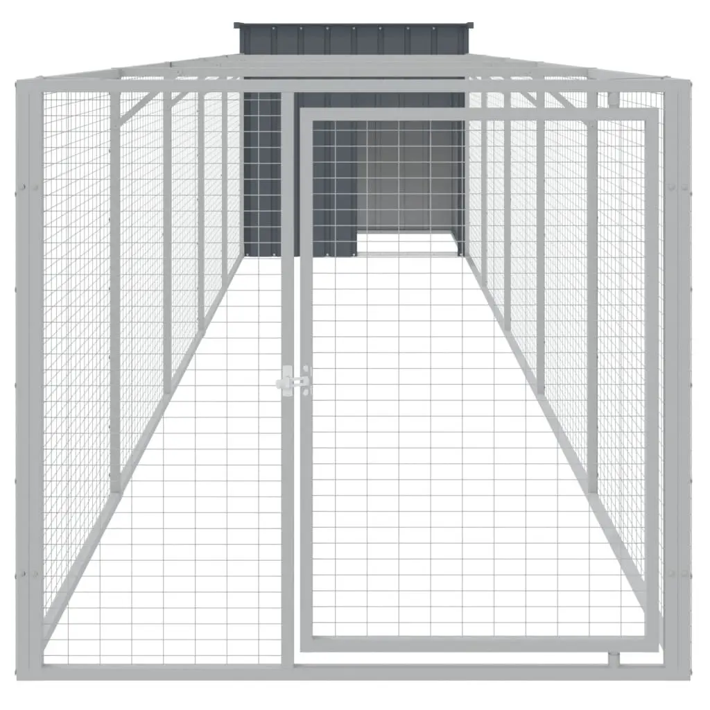 Dog House with Run Large Galvanised Steel Outdoor Kennel Enclosure