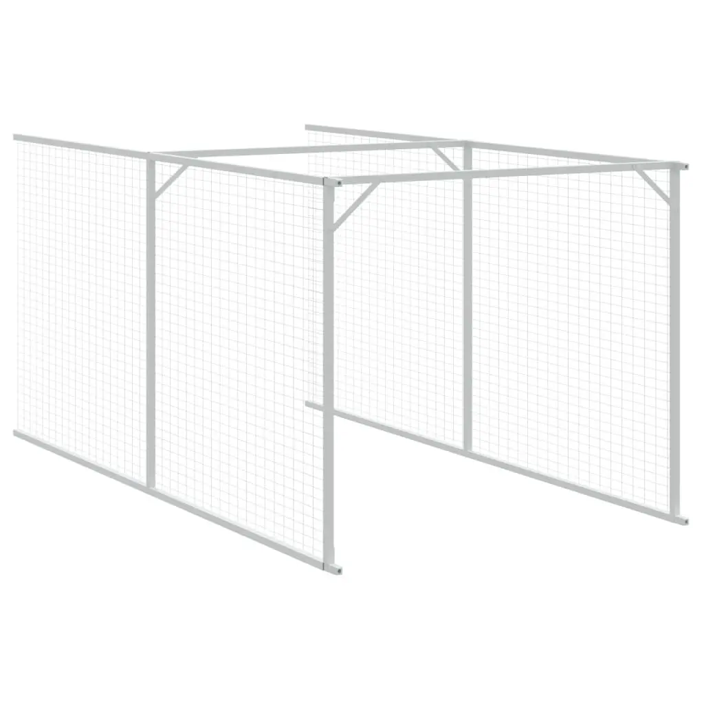 Dog House with Run Anthracite Galvanised Steel Outdoor Pet Kennel Enclosure