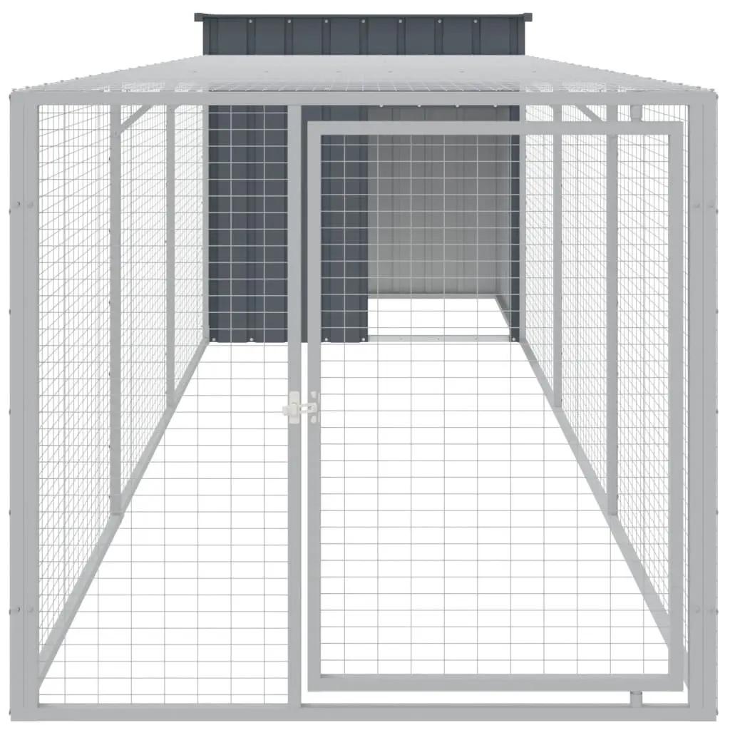 Chicken Cage with Run Anthracite Galvanised Steel Small Animal Enclosure Coop