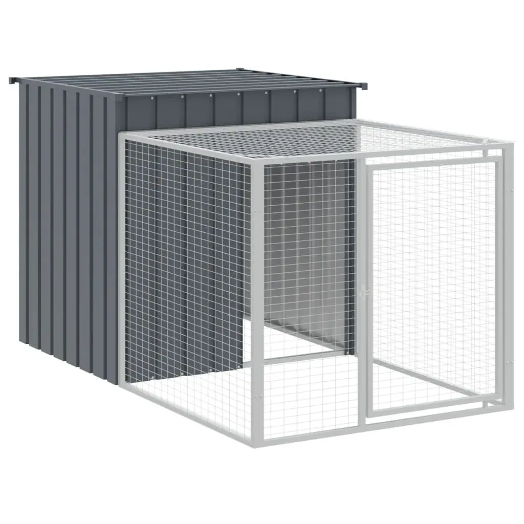 Chicken Cage with Run Anthracite Galvanised Steel Small Animal Enclosure Coop