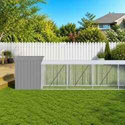 Light Grey Steel Chicken Coop with Outdoor Run